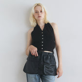 Cotton Boucle Knit Halter Top