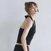 Cotton Boucle Knit Halter Top