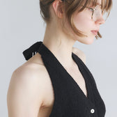 Cotton Boucle Knit Halter Top