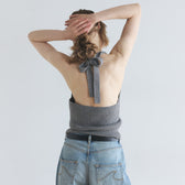 Cotton Boucle Knit Halter Top