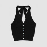 Cotton Boucle Knit Halter Top