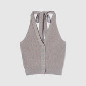 Cotton Boucle Knit Halter Top