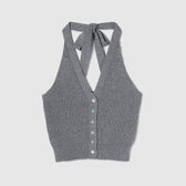 Cotton Boucle Knit Halter Top