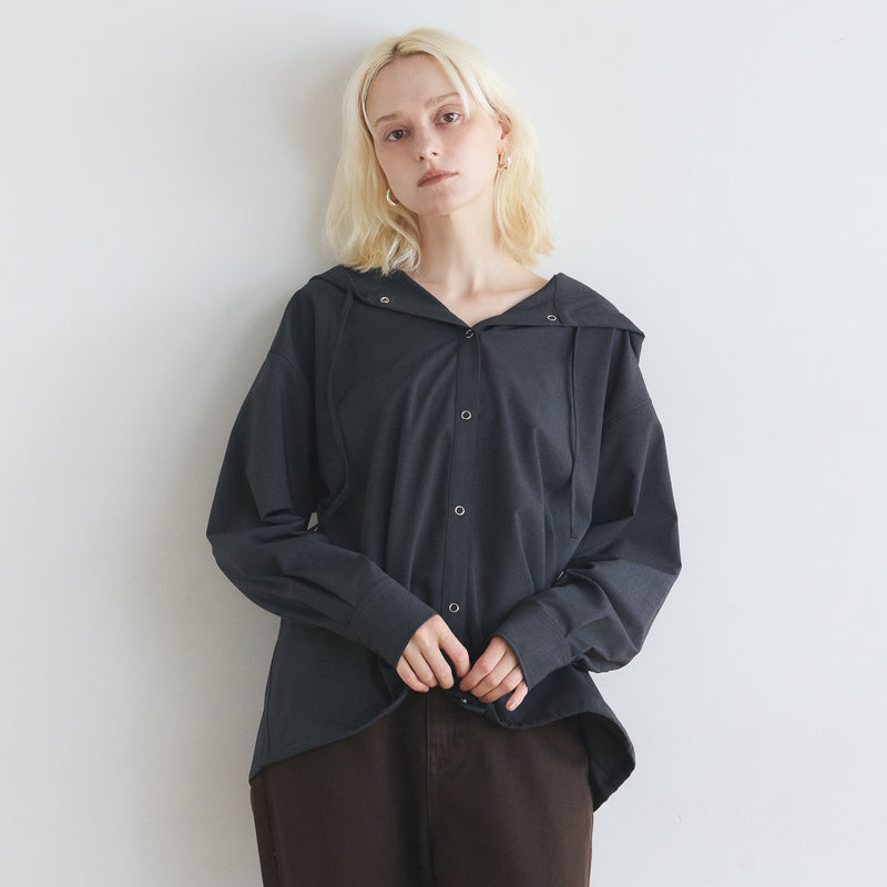 Dropショルダーシャツフーディーブルゾン