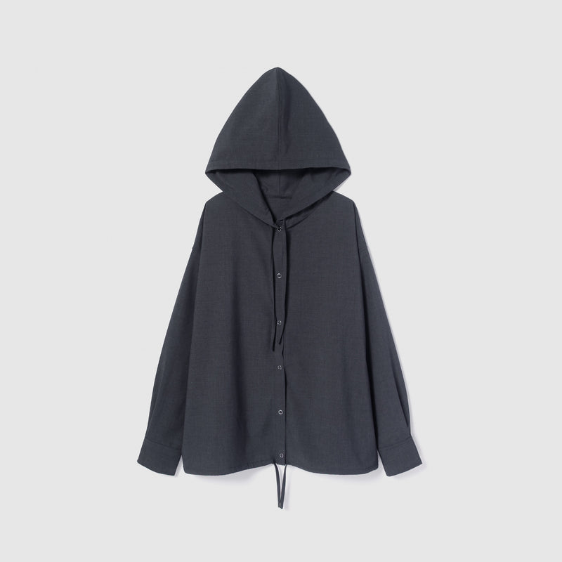 Dropショルダーシャツフーディーブルゾン