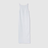 Pad-in back-open boat neck dress