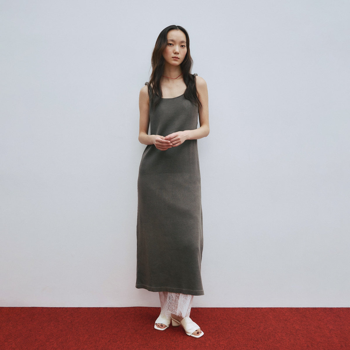 Twist Strap Waffle Dress