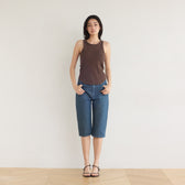 Stretch Denim Slim Half Pants