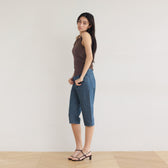 Stretch Denim Slim Half Pants