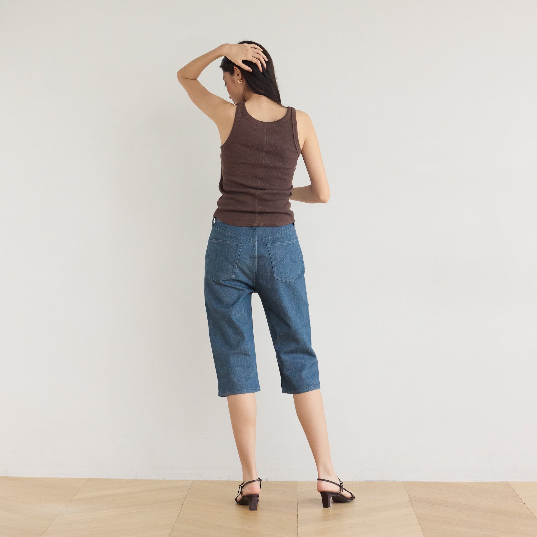 Stretch Denim Slimハーフパンツ