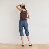 Stretch Denim Slim Half Pants