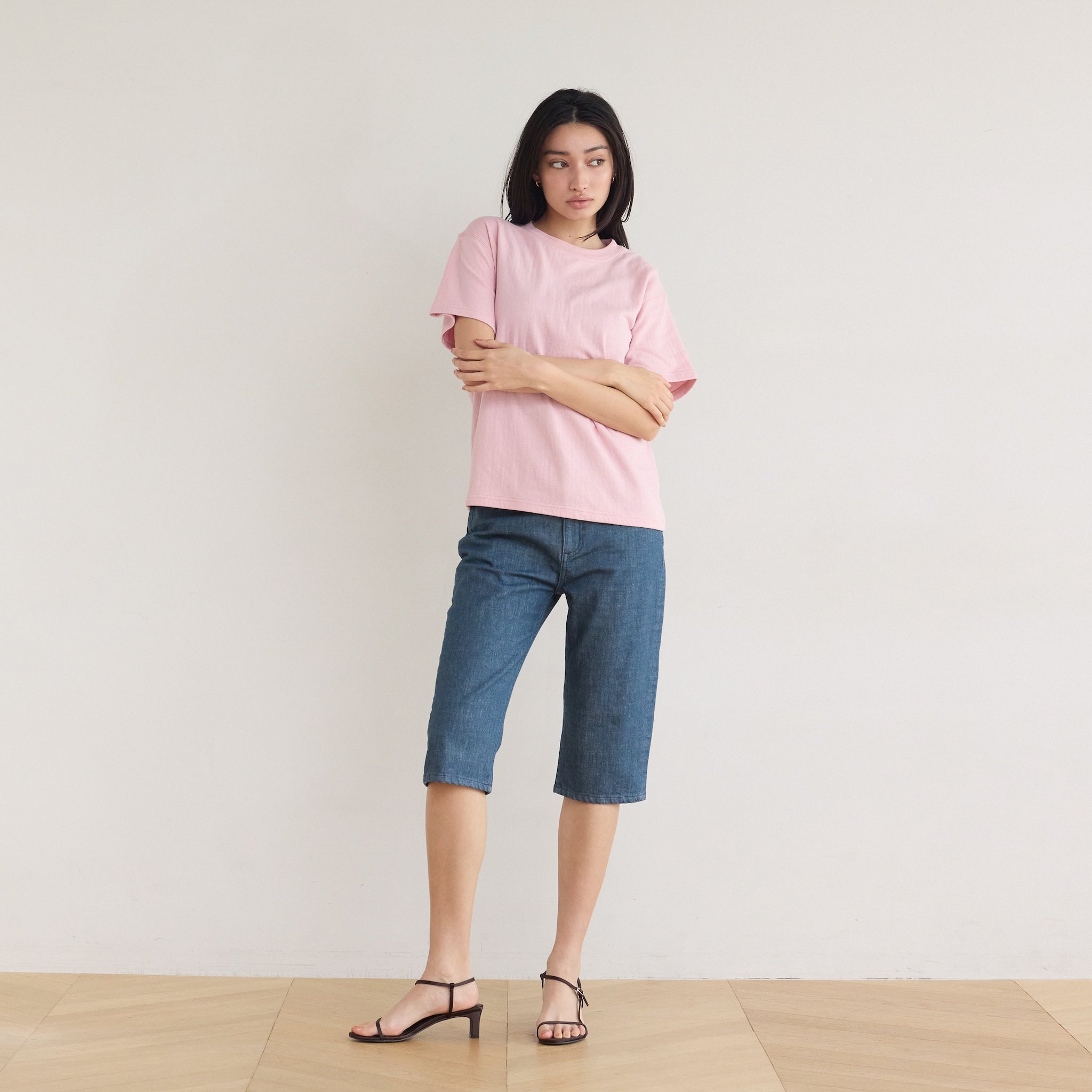 Stretch Denim Slimハーフパンツ
