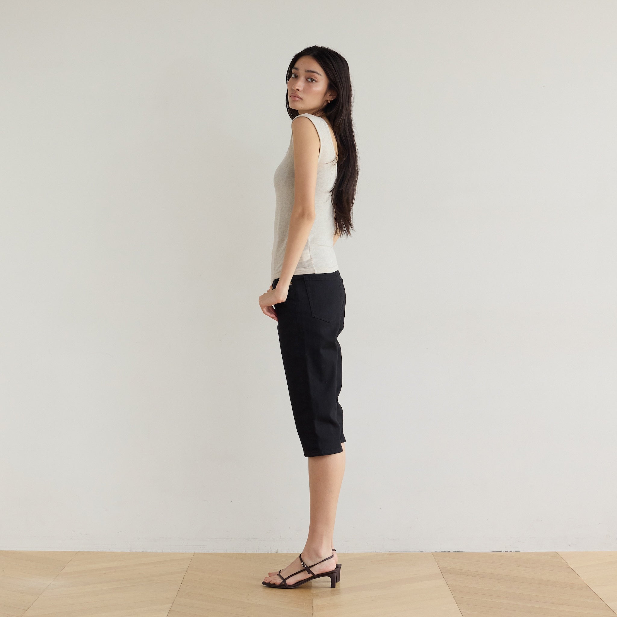 Stretch Denim Slimハーフパンツ
