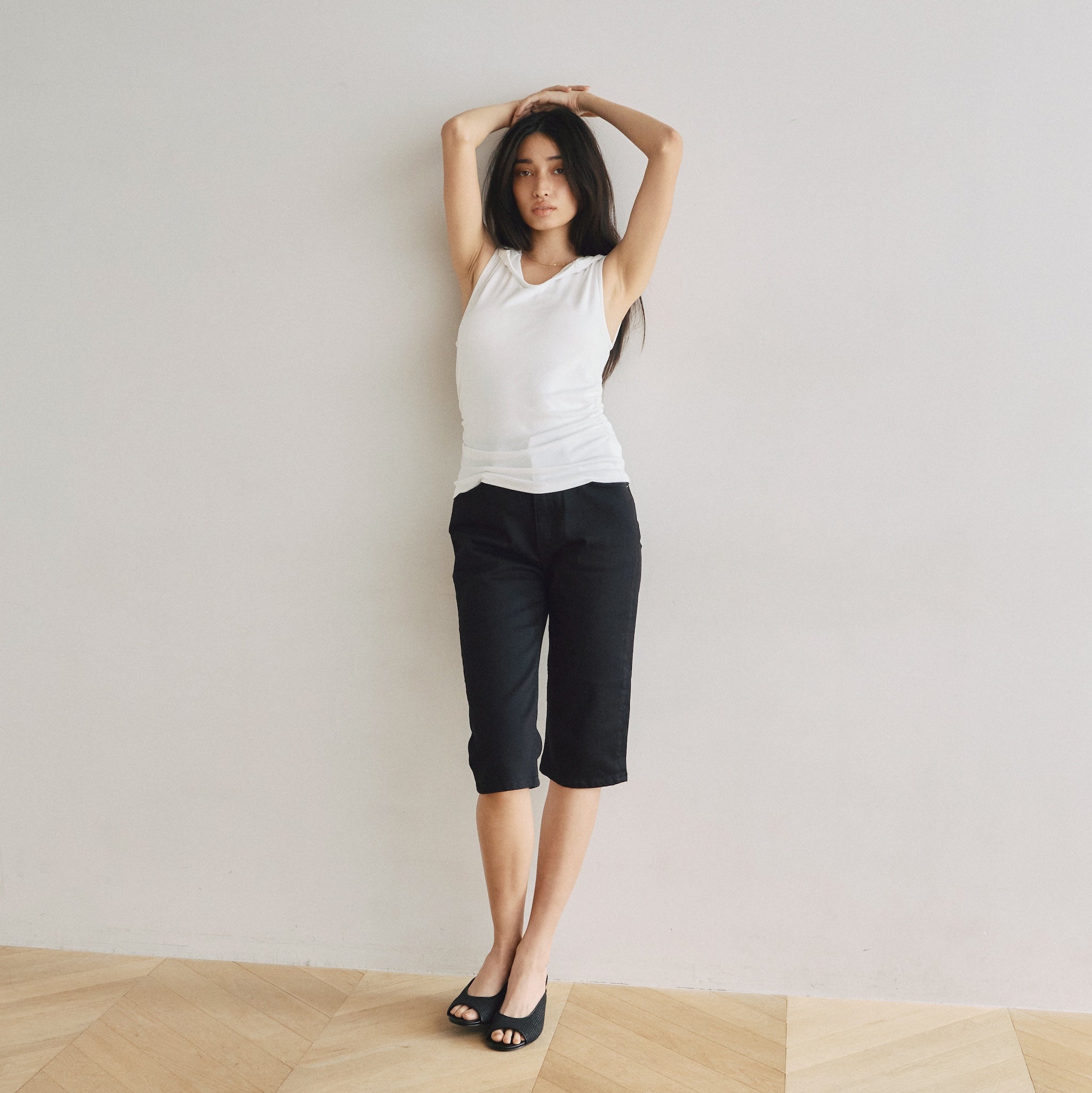Stretch Denim Slimハーフパンツ