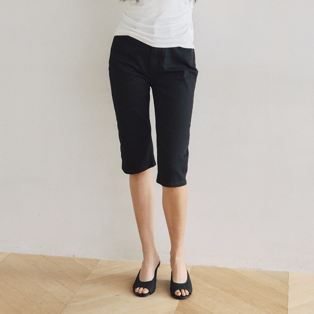 Stretch Denim Slim Half Pants