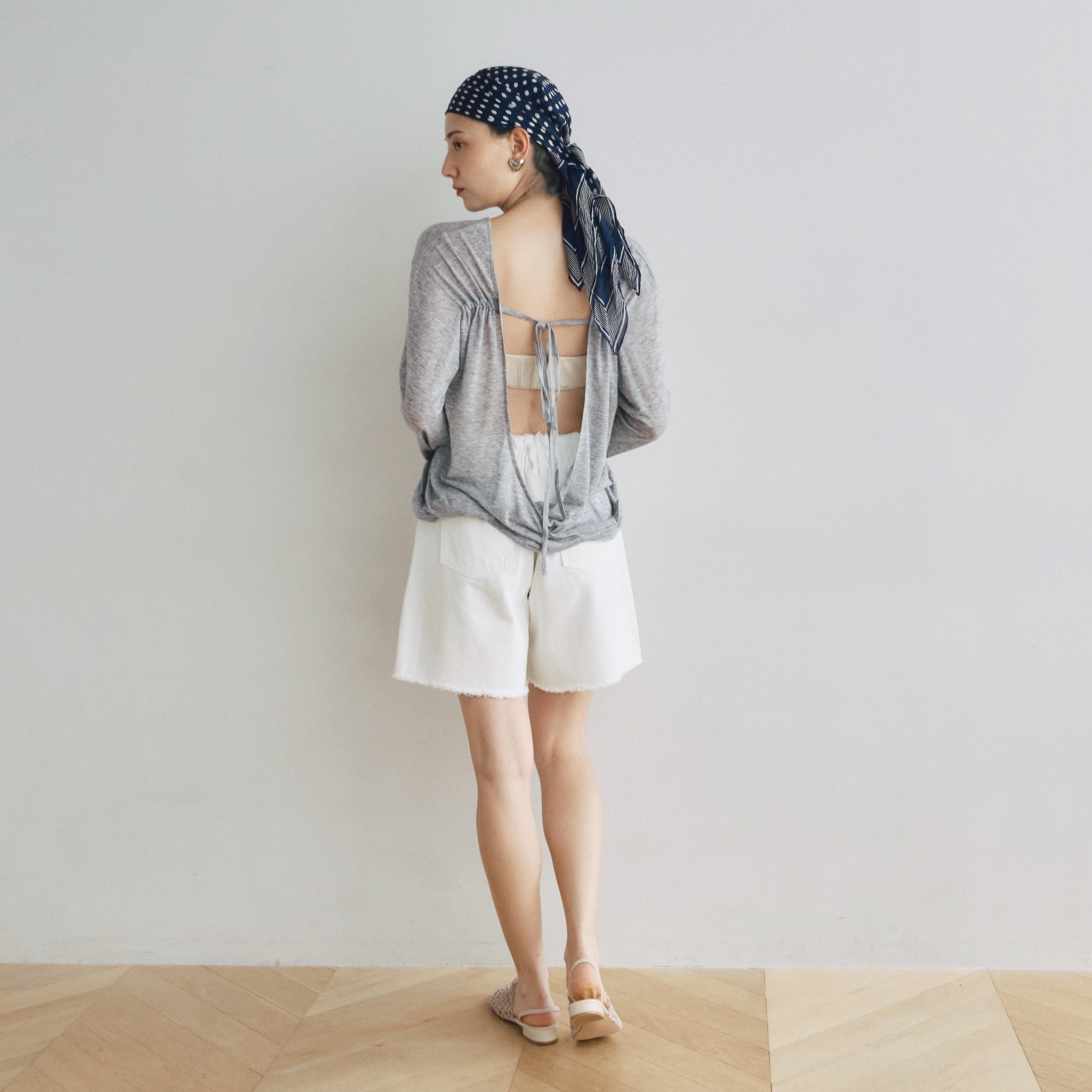 カットオフDenim tuckハーフパンツ