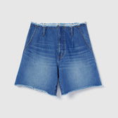 カットオフDenim tuckハーフパンツ