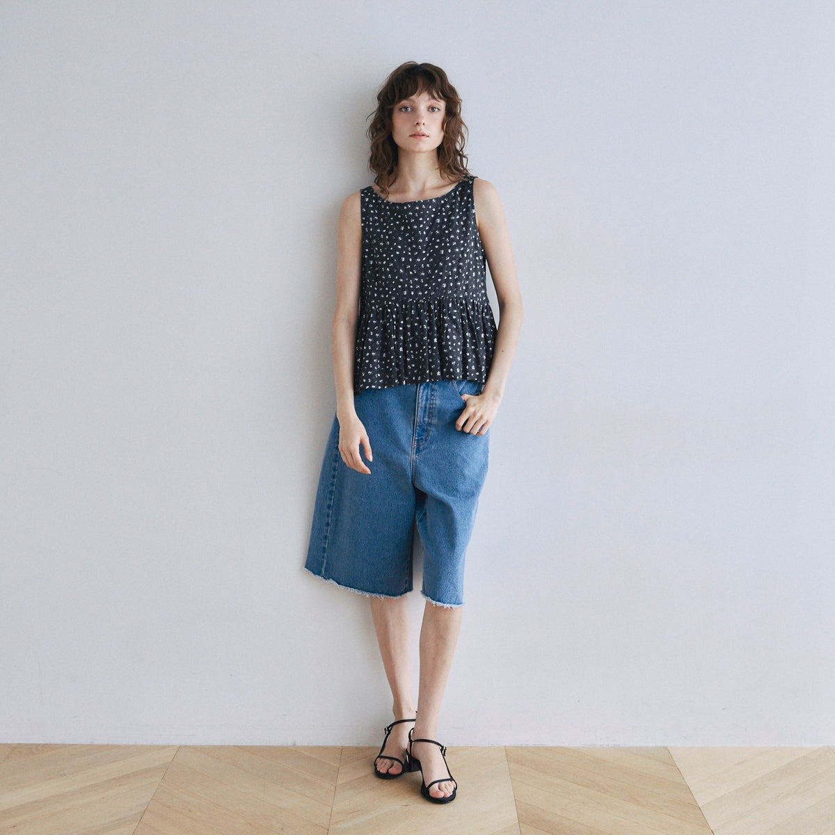 Cut-off Denim Bermuda Shorts