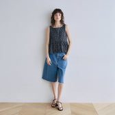 Cut-off Denim Bermuda Shorts