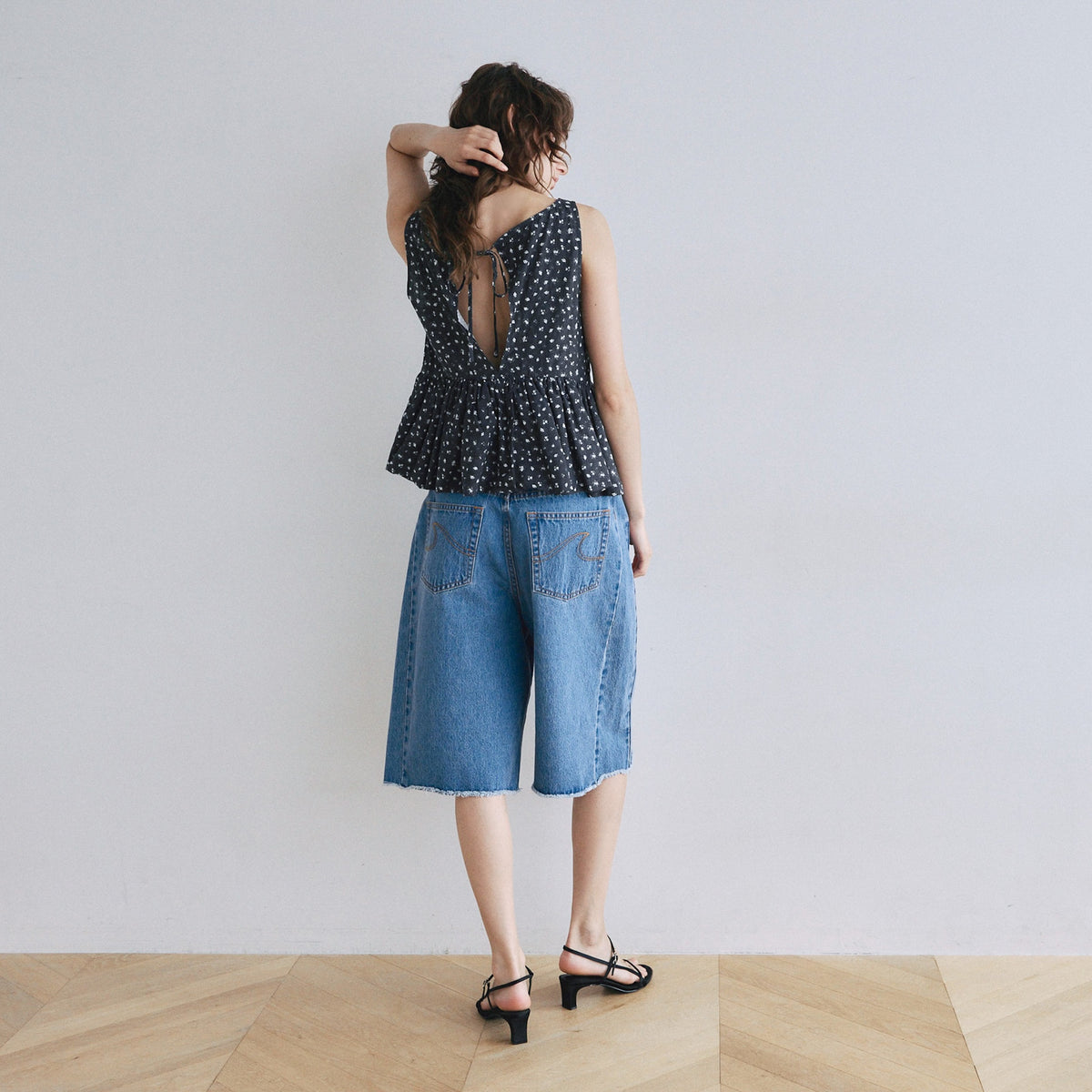 Cut-off Denim Bermuda Shorts