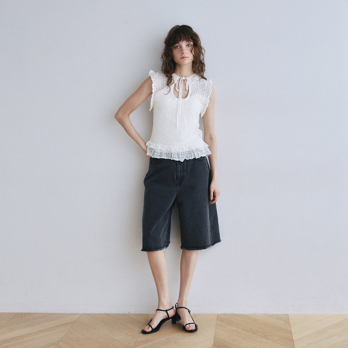 Cut-off Denim Bermuda Shorts