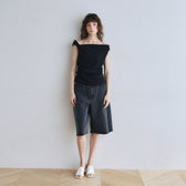 Cut-off Denim Bermuda Shorts