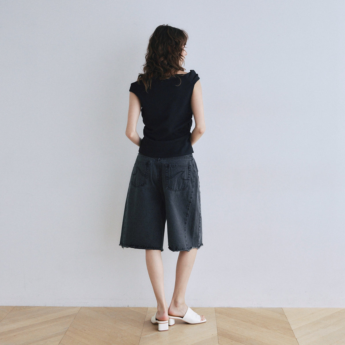 Cut-off Denim Bermuda Shorts