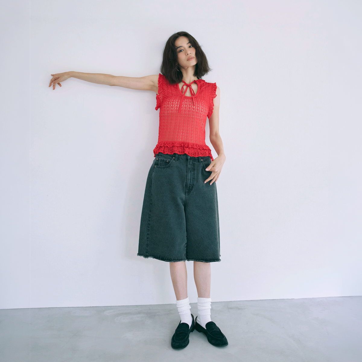 Cut-off Denim Bermuda Shorts