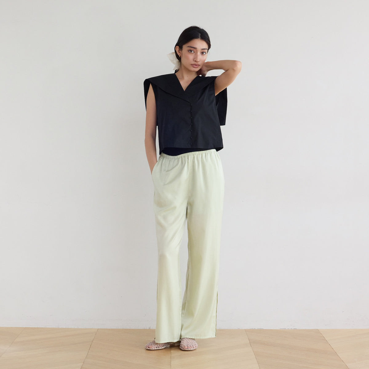 Side Slit Easy Satin Pants