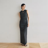Side Gather Slit A-Line Skirt