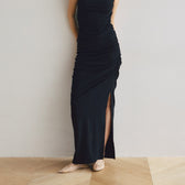 Side Gather Slit A-Line Skirt