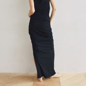 Side Gather Slit A-Line Skirt