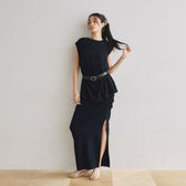Side Gather Slit A-Line Skirt