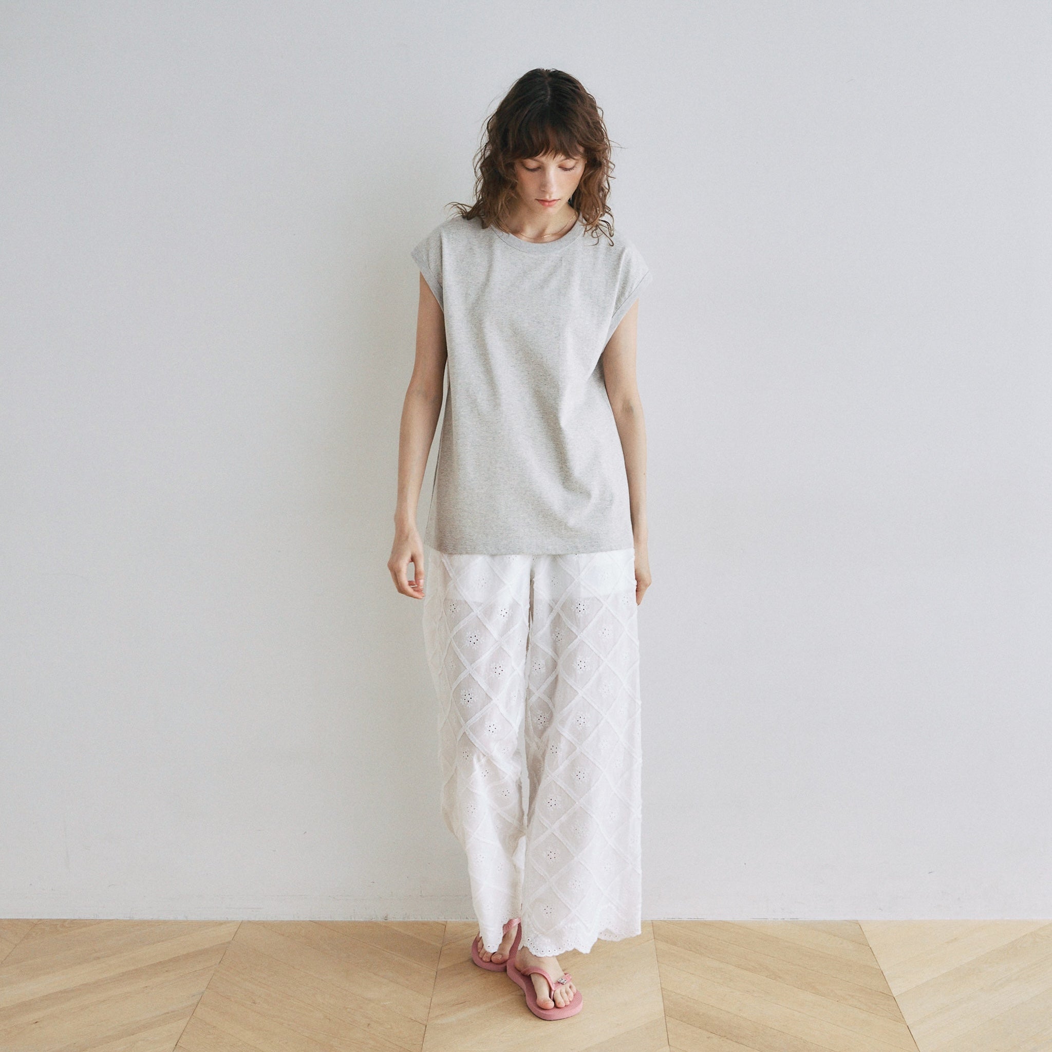 Cotton LaceスカラップRelaxパンツ