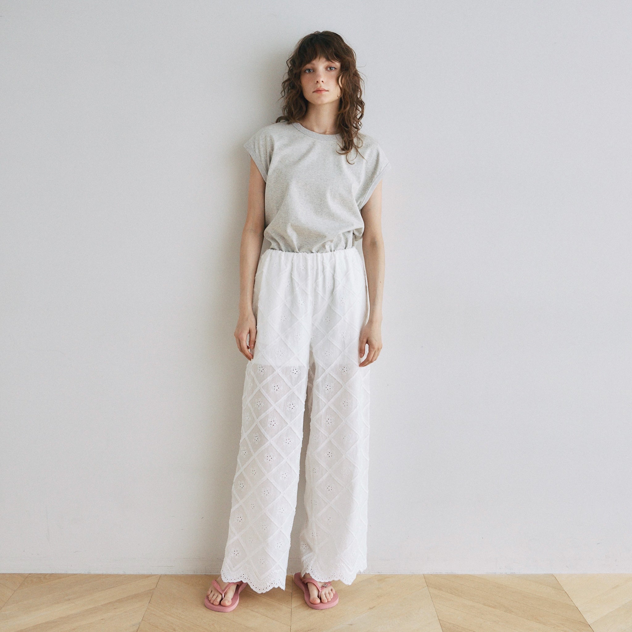 Cotton LaceスカラップRelaxパンツ