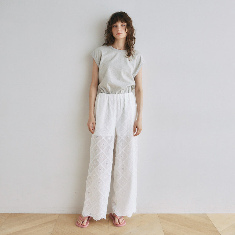 Cotton LaceスカラップRelaxパンツ