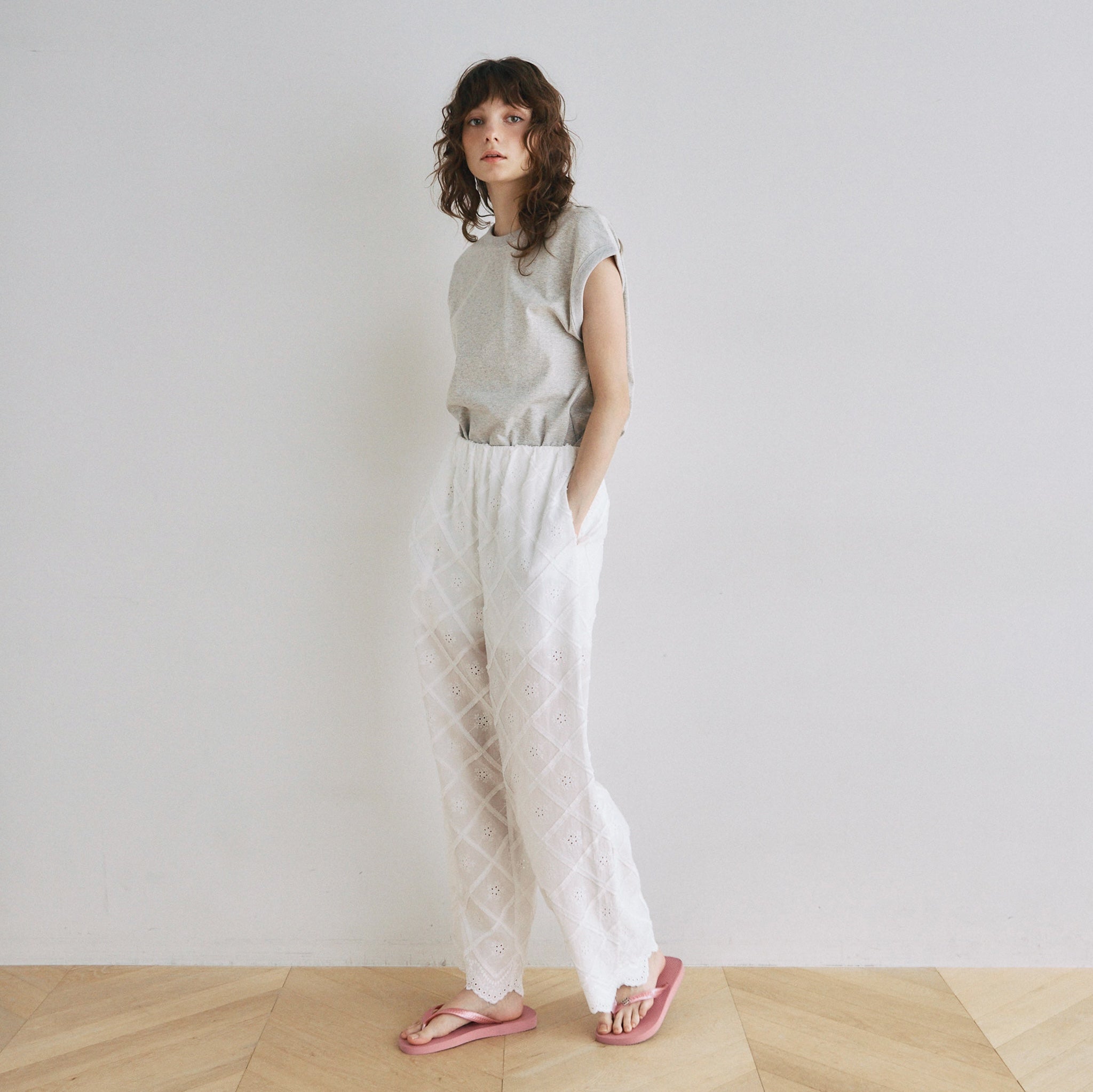 Cotton LaceスカラップRelaxパンツ