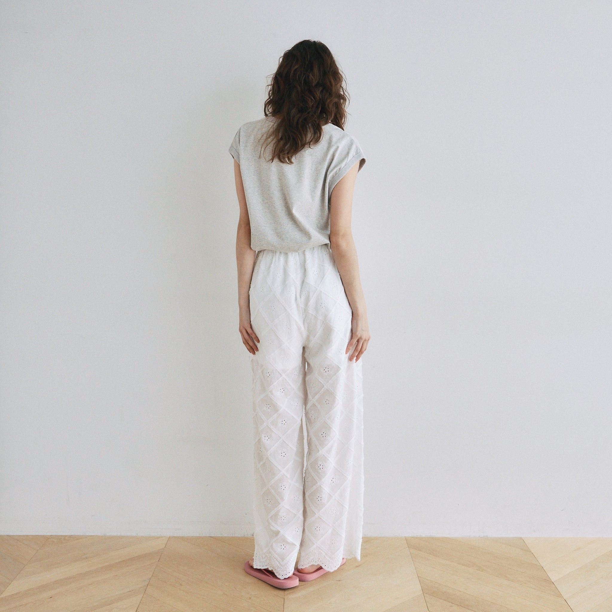 Cotton LaceスカラップRelaxパンツ