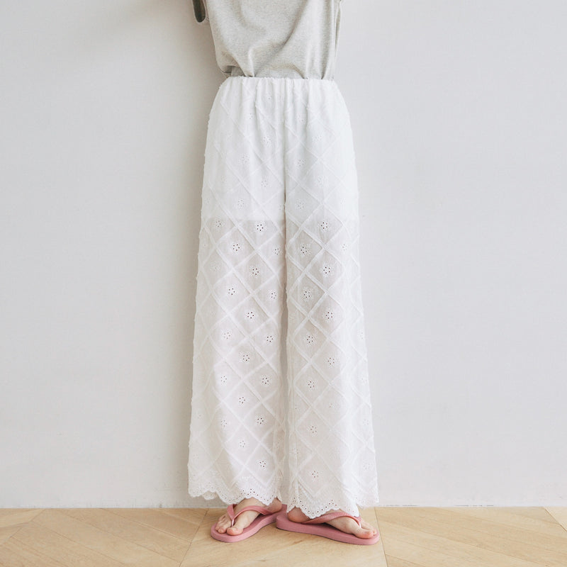 Cotton LaceスカラップRelaxパンツ