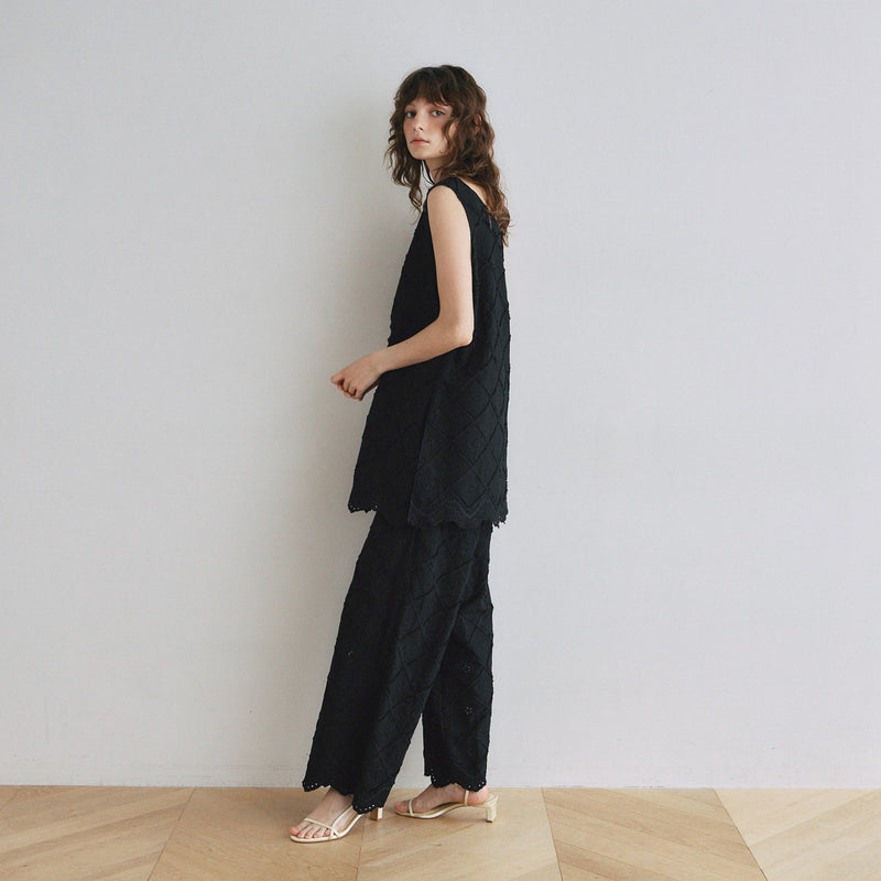 Cotton LaceスカラップRelaxパンツ