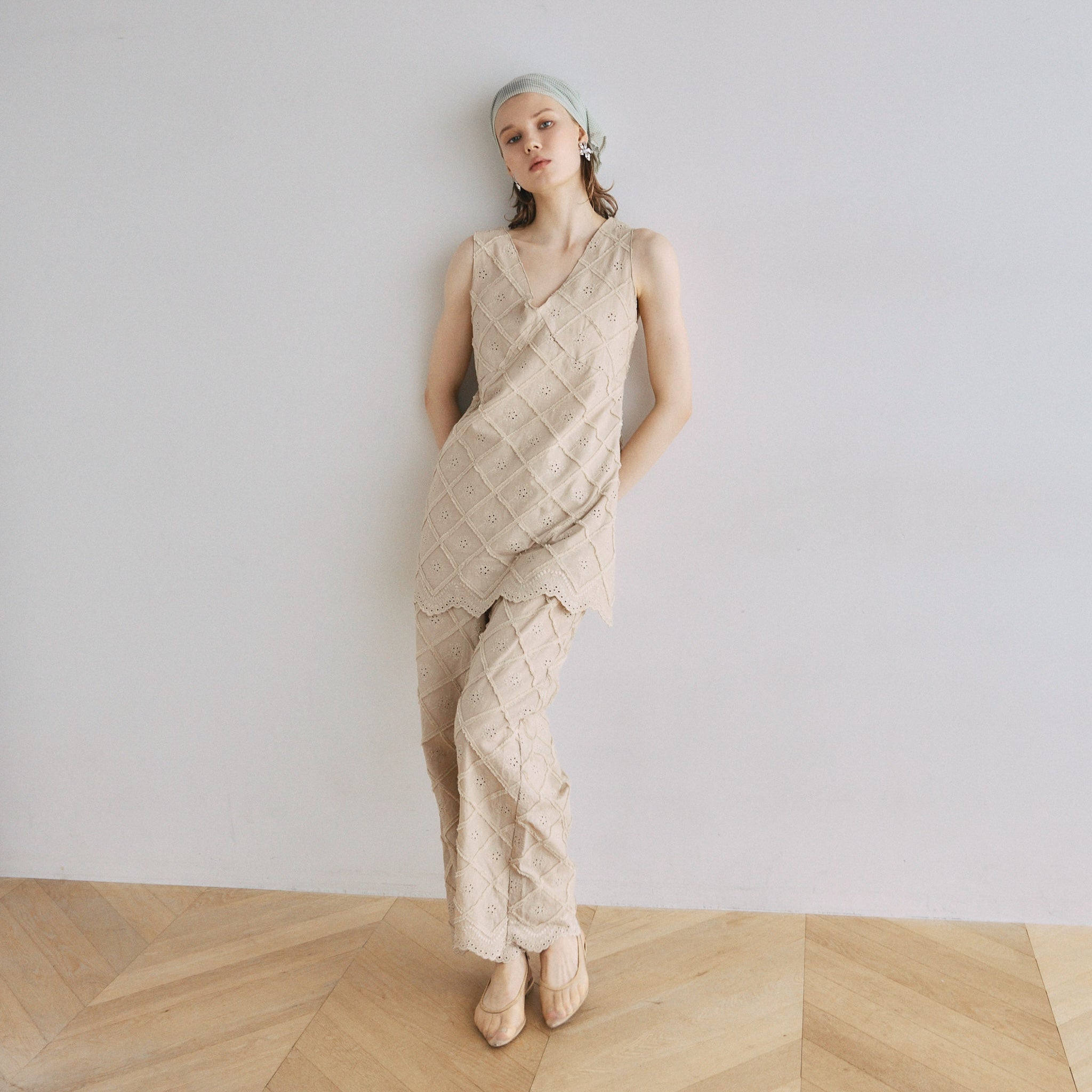 Cotton LaceスカラップRelaxパンツ