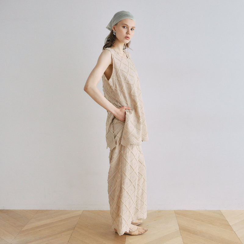 Cotton LaceスカラップRelaxパンツ