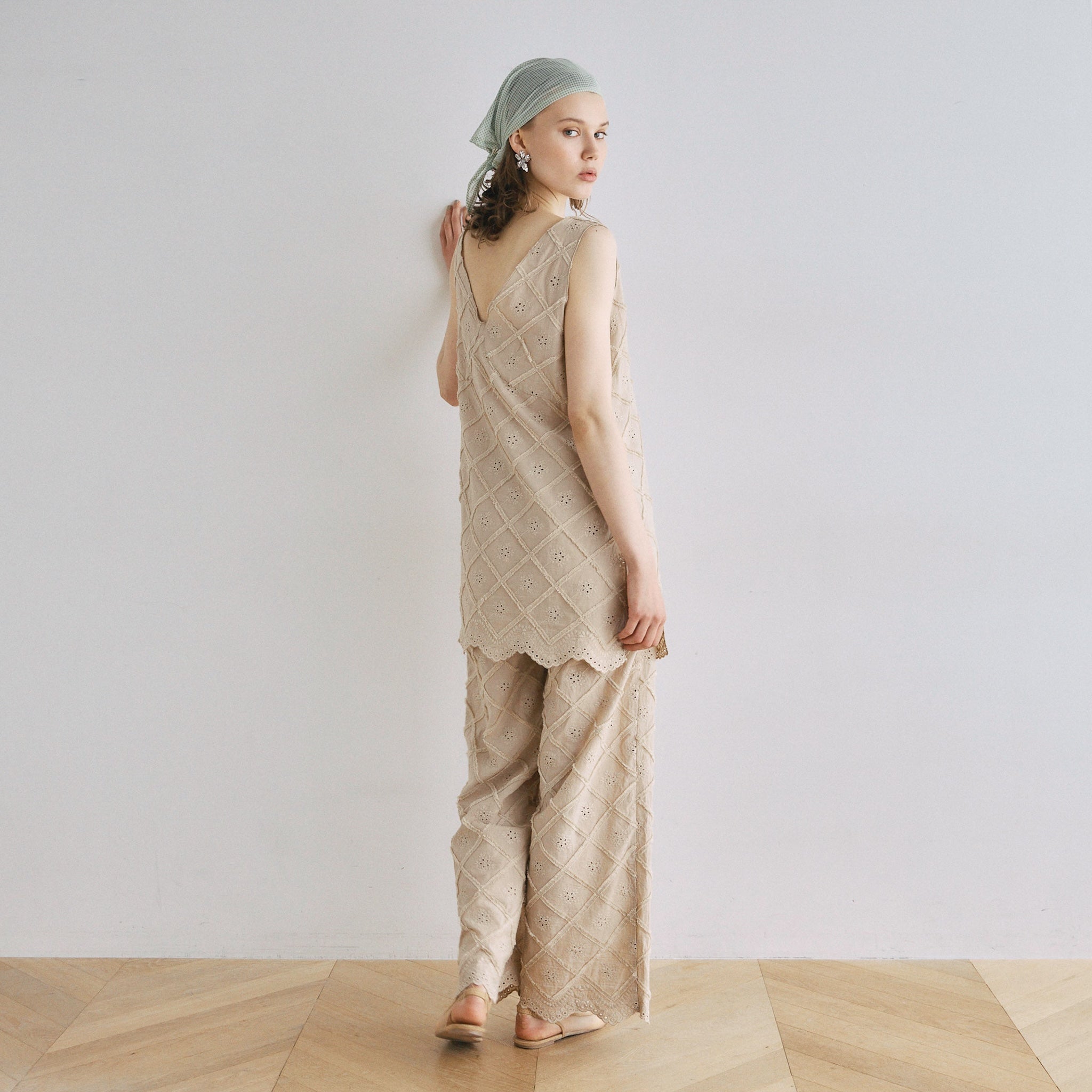 Cotton LaceスカラップRelaxパンツ
