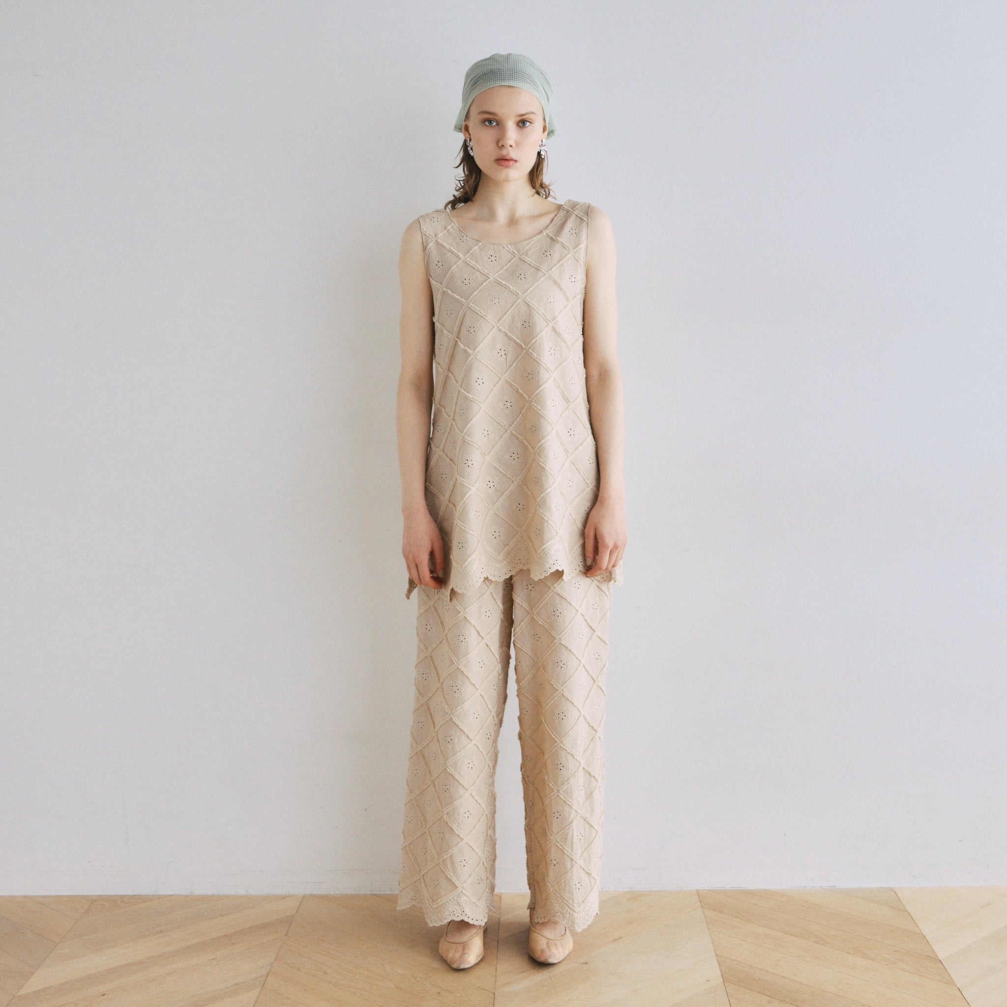 Cotton LaceスカラップRelaxパンツ