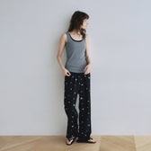 Flower Embroidery Relaxed Pants