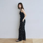 Flower Embroidery Relaxed Pants
