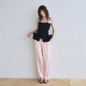 Flower Embroidery Relaxed Pants