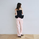 Flower Embroidery Relaxed Pants