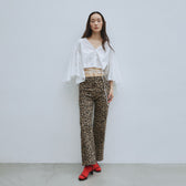 Leopardセンターシームストレートパンツ