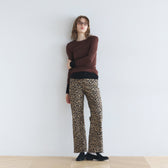 Leopardセンターシームストレートパンツ